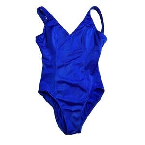 Vintage Women's 1990's LeCove Royal Blue One Piece Swimsuit Open Back Size 14